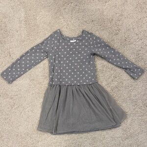 Hanna Andersson Gray Polka Dot Kids Dress 130 sz 8